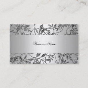 Elegante tarjeta de visita Plata floral
