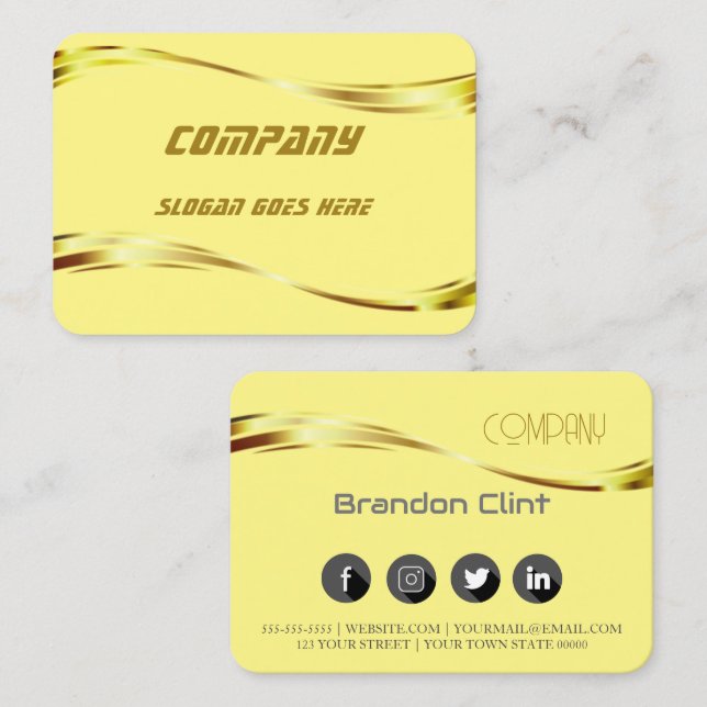 Elegante tarjeta de visita profesional de oro (Anverso / Reverso)