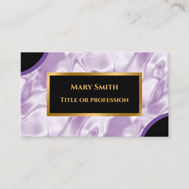 Elegante tarjeta de visita Purple Gold Silk (Anverso)