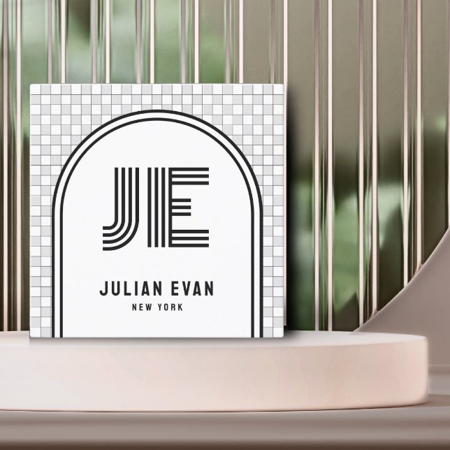 Elegante tarjeta de visita Retro White Monogram (Subido por el creador)