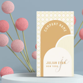 Elegante tarjeta de visita Retro Yellow Gingham