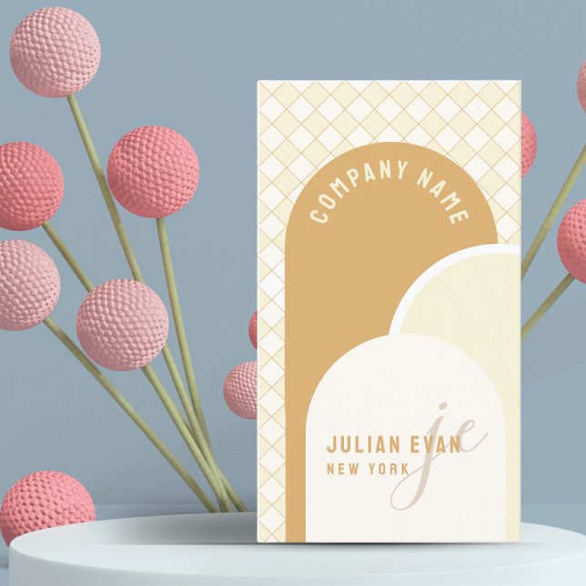 Elegante tarjeta de visita Retro Yellow Gingham (Subido por el creador)