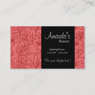 Elegante tarjeta de visita roja floral