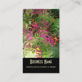 Elegante tarjeta de visita rosa, verde, crema, neg