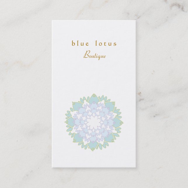 Elegante tarjeta de visita sencilla Blue Lotus Flo (Anverso)