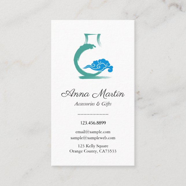 Elegante tarjeta de visita simple con caja de Chin (Anverso)