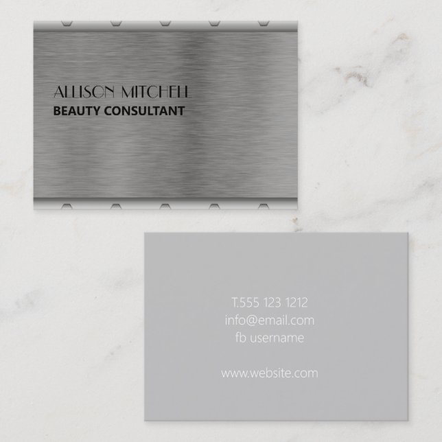 Elegante tarjeta de visita simple gris (Anverso / Reverso)