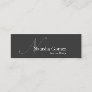 Elegante tarjeta de visita SLIM en monograma gris