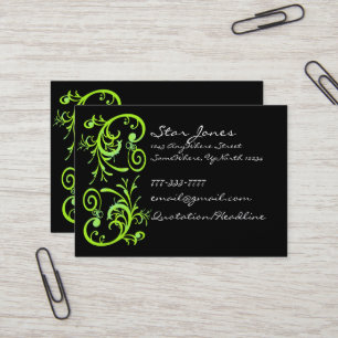 Elegante tarjeta de visita Swirl Green y Black Swi