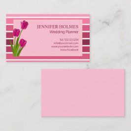 Elegante tarjeta de visita Tulip de franjas blanca