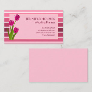 Elegante tarjeta de visita Tulip de franjas blanca