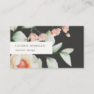 elegante tarjeta de visita veraniega floral acuare