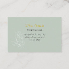 Elegante tarjeta de visita verde y dorada