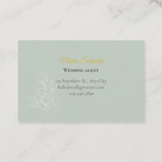 Elegante tarjeta de visita verde y dorada