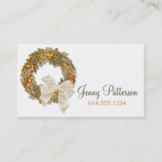 Elegante Tarjeta de visita Wreath de temporada de