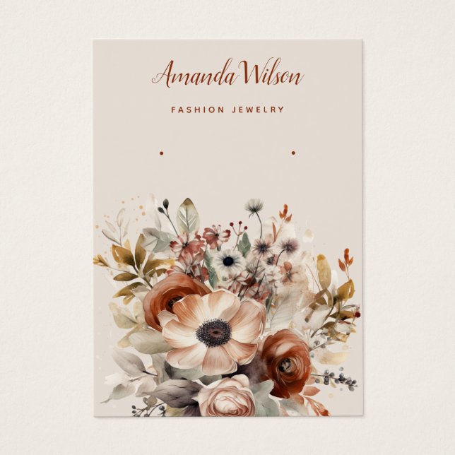 Elegante tarjeta de visualización de anillos flora (Frente)