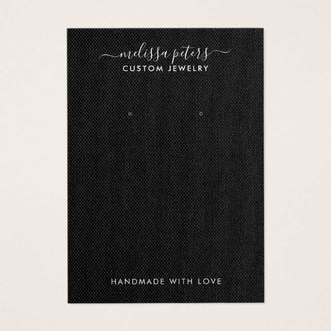 Elegante tarjeta de visualización de joyas de lino (Frente)