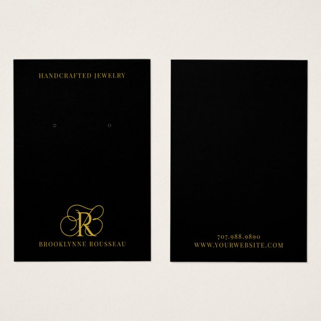 Elegante tarjeta de visualización de monograma de  (Anverso y reverso)