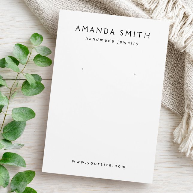 Elegante tarjeta de visualización del anillo de am (Elegant white minimalist earring display card)