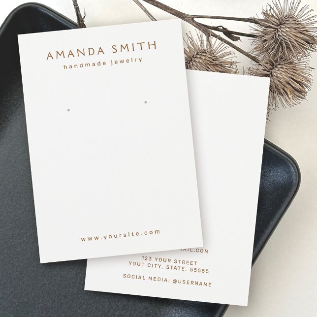 Elegante tarjeta de visualización del anillo de am (Elegant white minimalist earring display card)