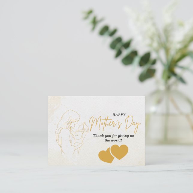 Elegante tarjeta del Día de la Madre Dorada (Anverso de pie)
