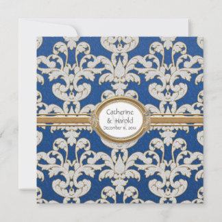 Elegante tarjeta dorada de hoja floral Damask Baro