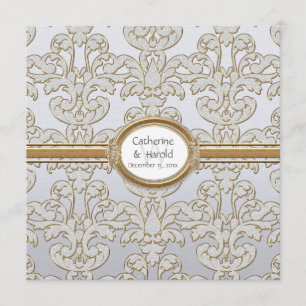 Elegante tarjeta dorada de hoja floral Damask Baro