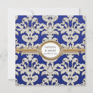Elegante tarjeta dorada de hoja floral Damask Baro