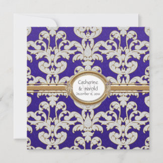 Elegante tarjeta dorada de hoja floral Damask Baro