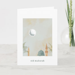 Elegante Tarjeta Eid Mubarak de Masjid An-Nabawi |