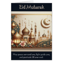 Elegante Tarjeta Eid - Paz, Luz y Gratitud
