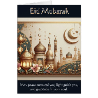 Elegante Tarjeta Eid - Paz, Luz y Gratitud