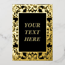 Elegante tarjeta en blanco Relieve metalizado dora
