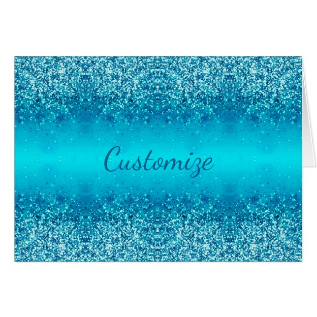 Elegante Tarjeta Esparkle de Escarcha Azul (Anverso (Horizontal))