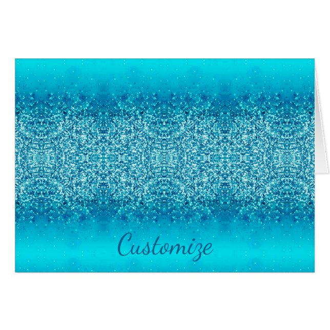 Elegante Tarjeta Esparkle de Escarcha Azul 2 (Anverso (Horizontal))
