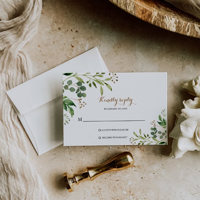 Elegante Tarjeta Eucalyptus Leaf Greenery Rsvp (Subido por el creador)