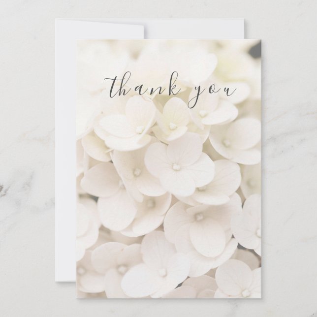 Elegante tarjeta floral blanca de agradecimiento (Anverso)
