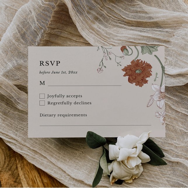Elegante tarjeta Floral Boho RSVP (Subido por el creador)