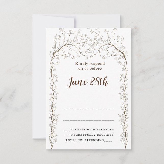 Elegante Tarjeta Floral Chuppah Rsvp Y Sobre (Anverso)