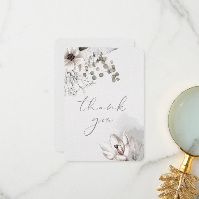 Elegante Tarjeta Floral de agradecimiento (Anverso/Reverso In Situ)