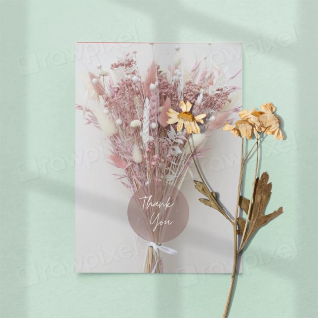 Elegante tarjeta floral de agradecimiento con mens (Subido por el creador)