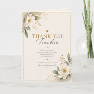 Elegante tarjeta floral de agradecimiento para mae