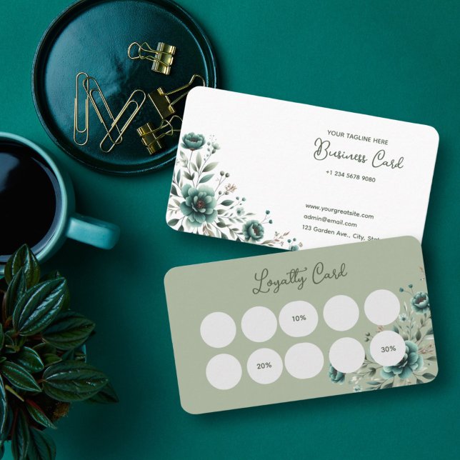 Elegante tarjeta floral de negocios y fidelidad (Subido por el creador)