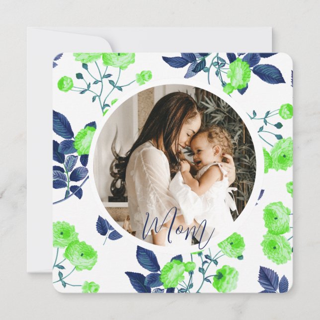 Elegante Tarjeta Floral del Día de la Madre (Anverso)