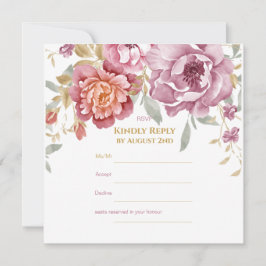 Elegante tarjeta Floral & Gold RSVP