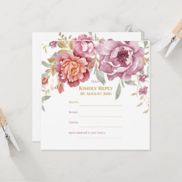 Elegante tarjeta Floral & Gold RSVP