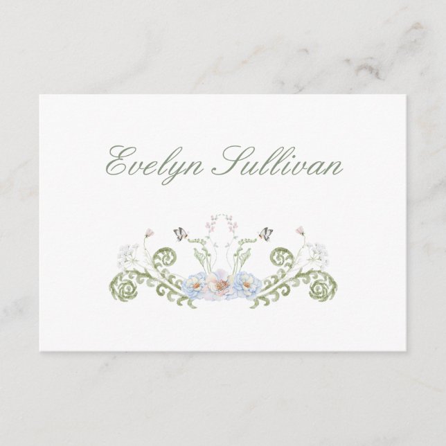 Elegante tarjeta floral plana (Anverso)