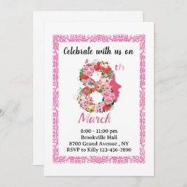 Elegante tarjeta floral rosa del Día Internacional