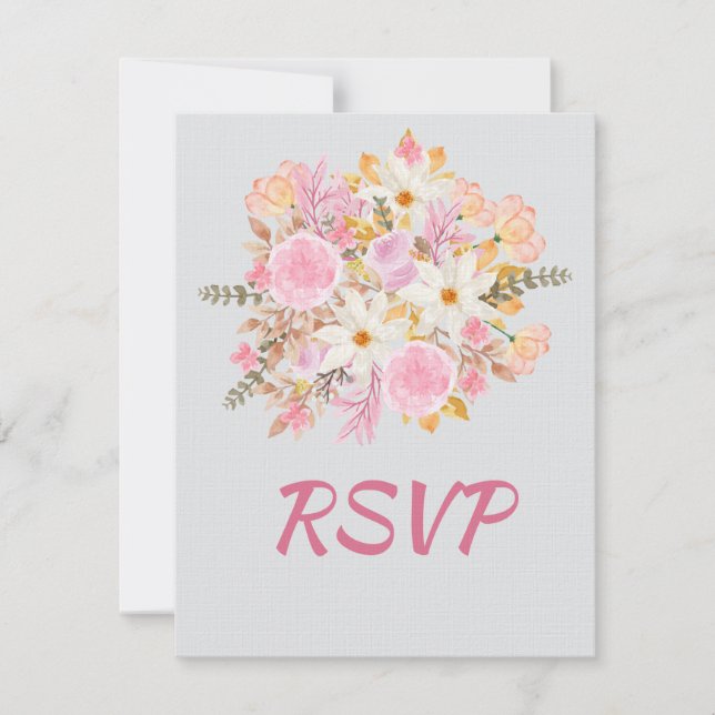 Elegante Tarjeta Floral RSVP Dulce Cumpleaños (Anverso)