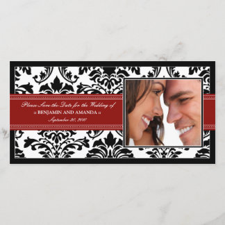 Elegante tarjeta fotográfica de Damask Save-the-Da